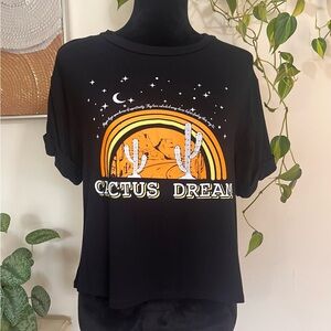 NWT Cactus Dream Black Graphic Cropped Tee